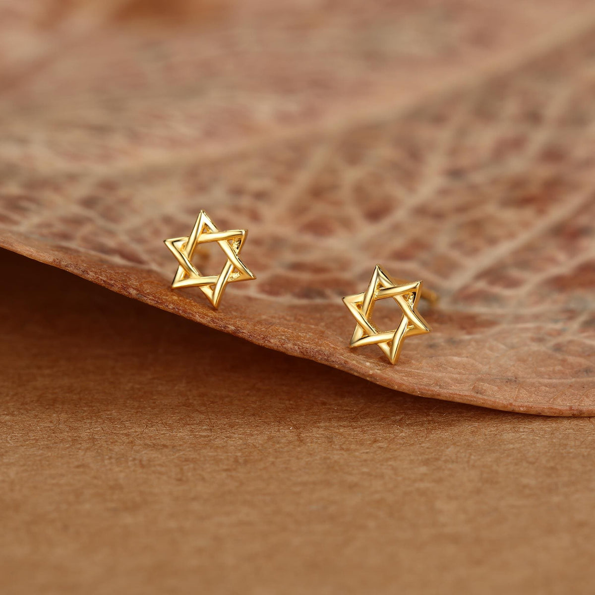 Sterling Silver Star of David Star Stud Earrings, Silver, Gold or Rose Gold, Dainty Star Earrings