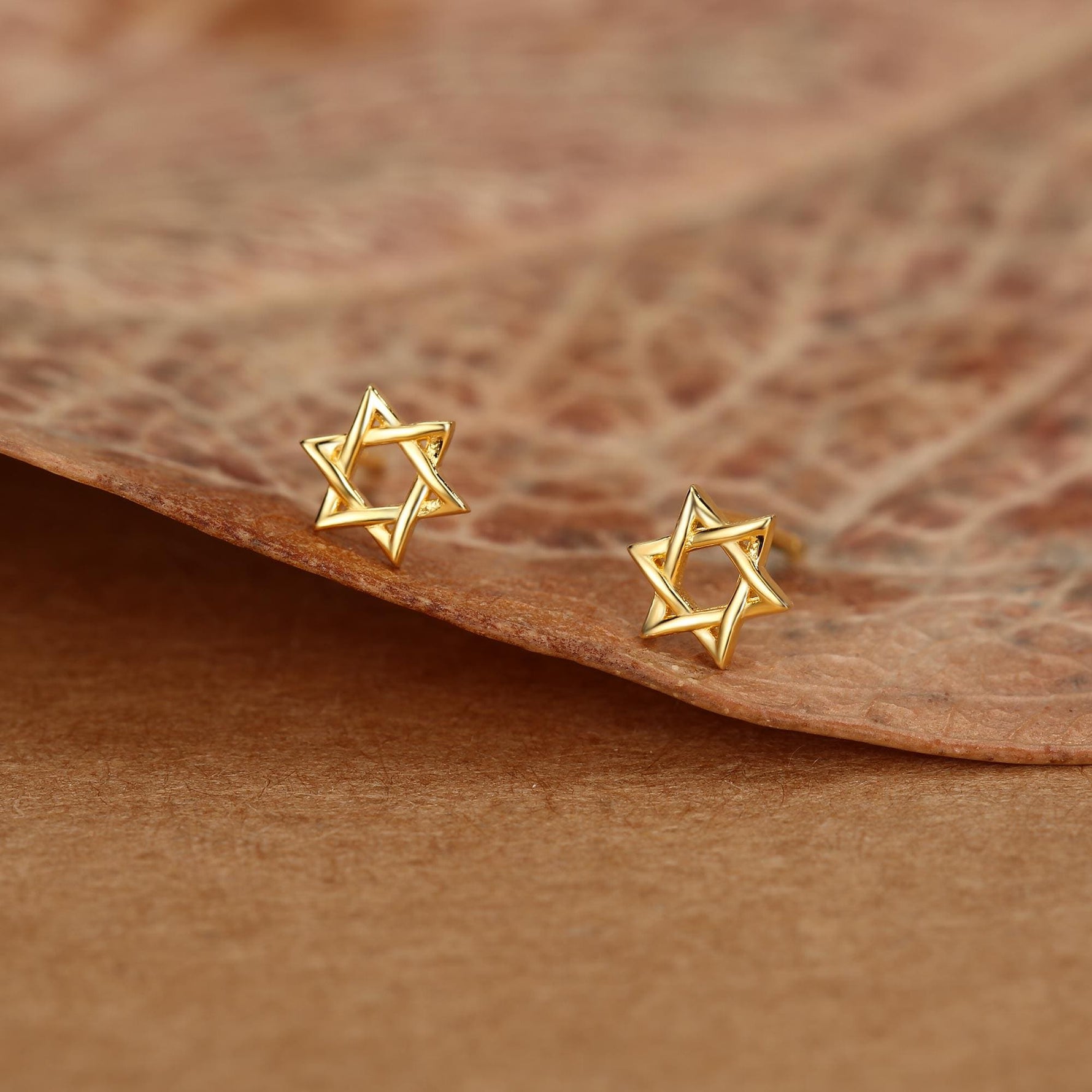 Sterling Silver Star of David Star Stud Earrings, Silver, Gold or Rose Gold, Dainty Star Earrings