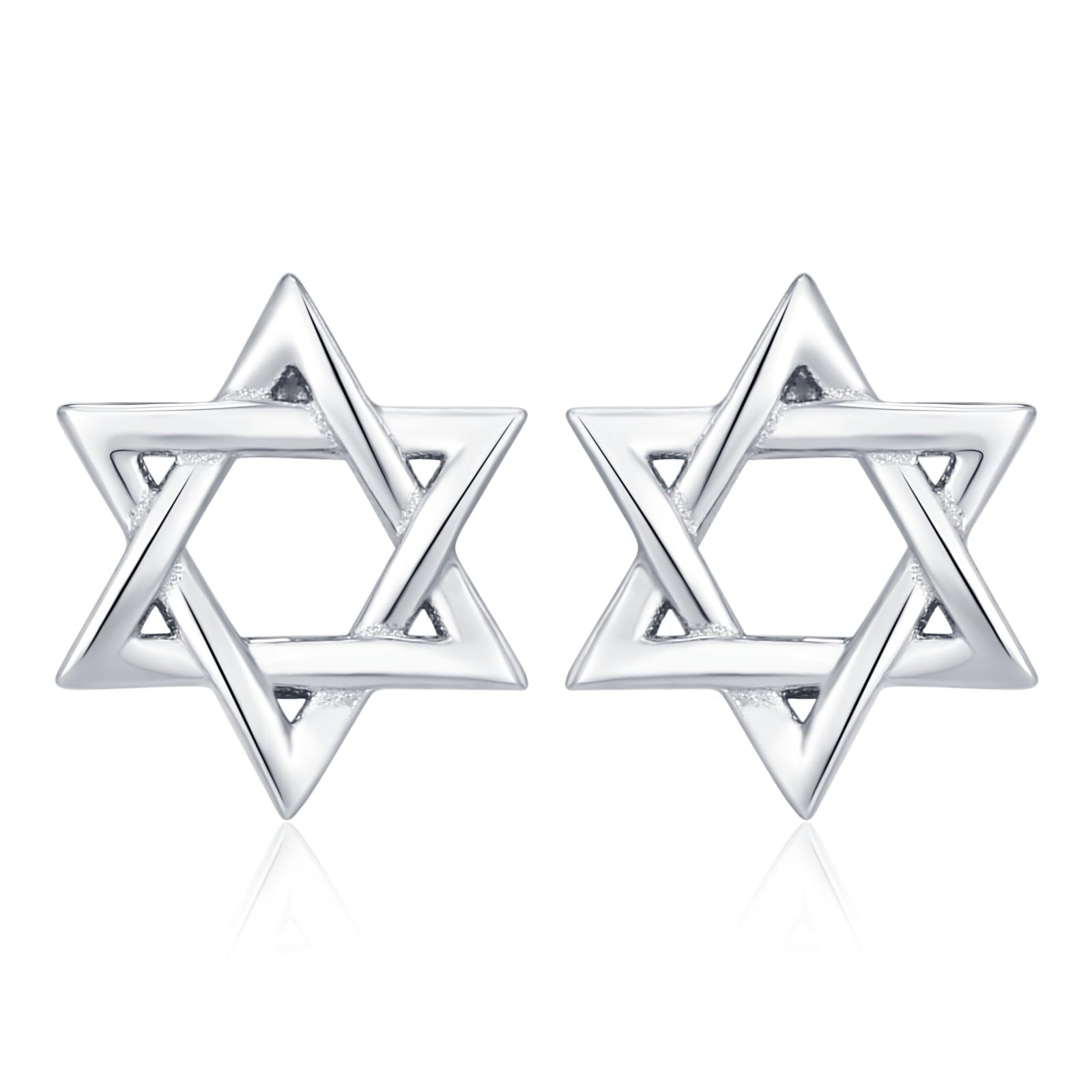 Sterling Silver Star of David Star Stud Earrings, Silver, Gold or Rose Gold, Dainty Star Earrings