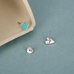 Sterling Silver Mint Green Heart Stud Earrings