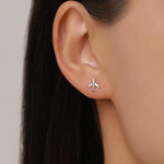 Sterling Silver Airplane 16G Flat Back Earrings