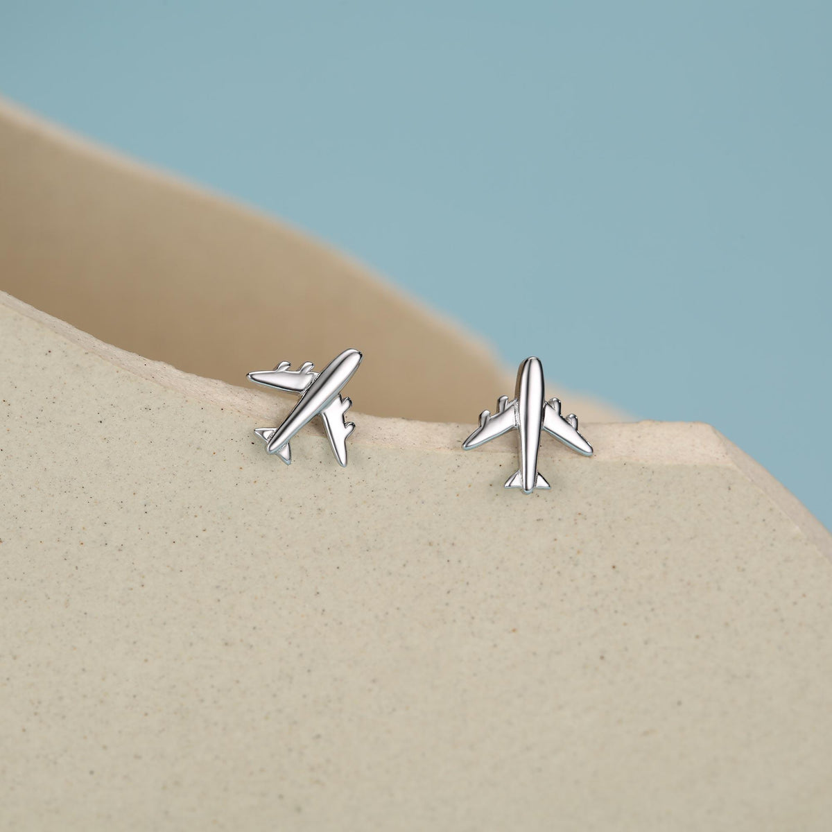 Tiny Plane Stud Earrings in Sterling Silver, Silver or Gold, Airplane Earrings, Stacking Earrings