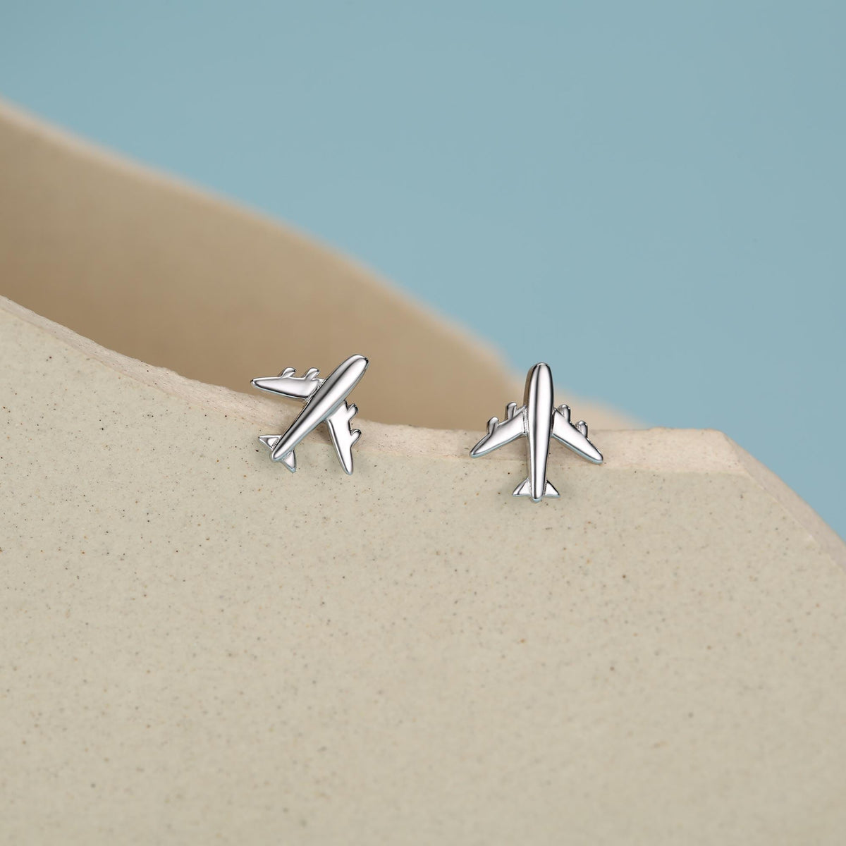 Sterling Silver Airplane 16G Flat Back Earrings
