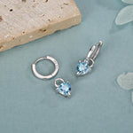 Sterling Silver Aquamarine Blue Trillion Cut CZ Earring Charms