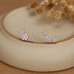 Sterling Silver CZ Snowflake Flower 16G Flat Back Earrings