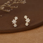 Sterling Silver CZ Snowflake Flower 16G Flat Back Earrings