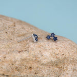 Tiny Star Shape Sappire Blue CZ Trio Stud Earrings in Sterling Silver, Silver, Gold or Rose Gold, Three Star Earrings, Celestial