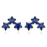 Tiny Star Shape Sappire Blue CZ Trio Stud Earrings in Sterling Silver, Silver, Gold or Rose Gold, Three Star Earrings, Celestial