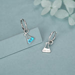 Sterling Silver Chemistry Flask Charm Hoop Earrings