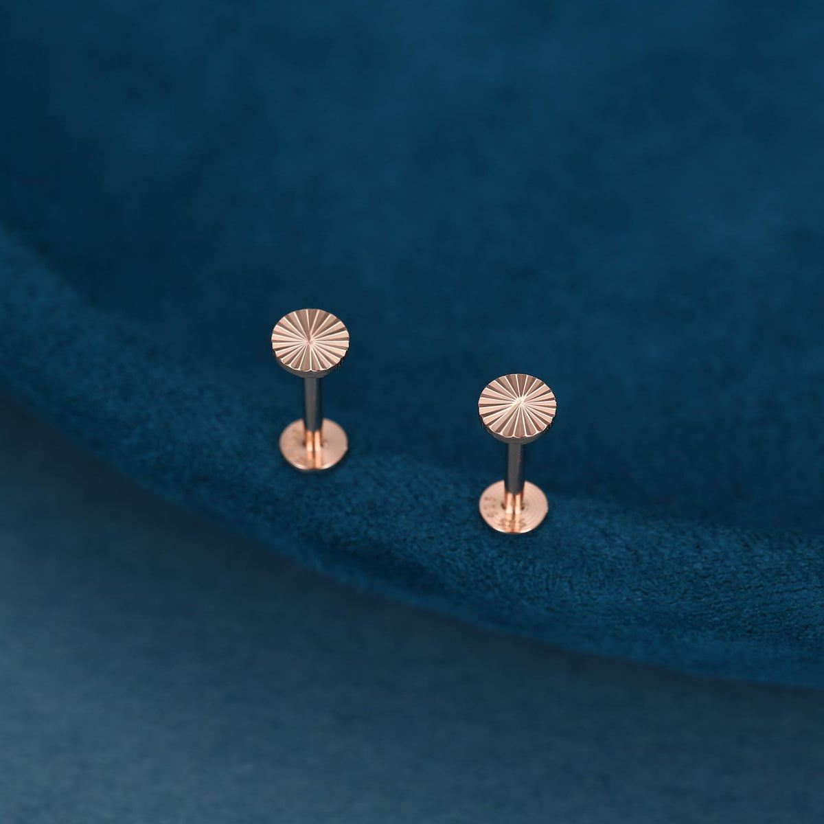 Sterling Silver Sunburst Disk 16G Flat Back Earrings