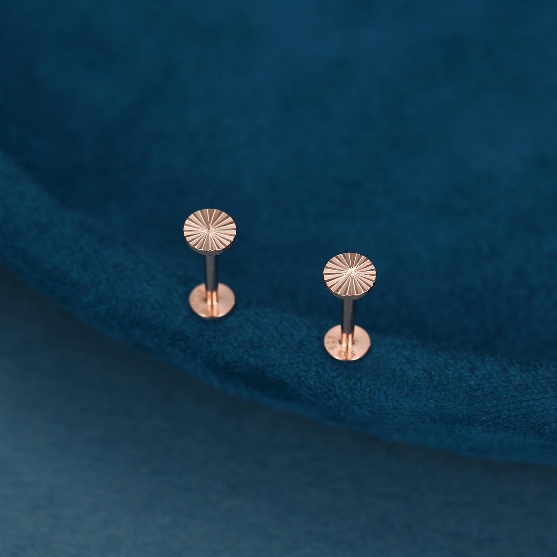 Sterling Silver Sunburst Disk 16G Flat Back Earrings