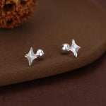 Sterling Silver Sunburst Kite 18G Screw Back Earrings