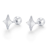 Sterling Silver Sunburst Kite 18G Screw Back Earrings
