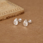 Sterling Silver Sunburst Teardrop 16G Flat Back Earrings