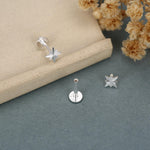 Sterling Silver Sunburst Star 16G Flat Back Earrings