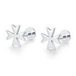Sterling Silver Maltese Cross 16G Flat Back Earrings