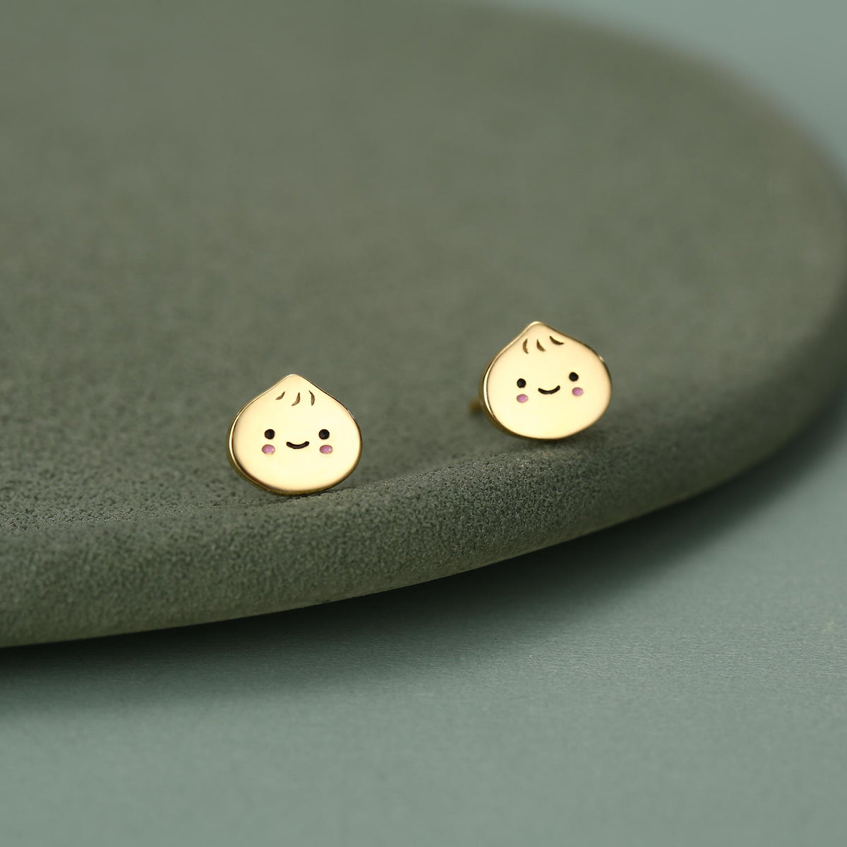 Sterling Silver Bao Bun Earrings, Silver or Gold, Dumpling Earrings, Kawaii Bao Earrings, Cute and Fun Food Jewellery, Quirky Bao Earrings
