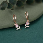 Tulip Flower Huggie Hoop Earrings in Sterling Silver, Silver or Gold, Delicate Tulip Flower Hoops,