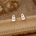 Groundhog Sterling Silver Stud Earrings, Silver or Gold or Rose Gold Finish, Small Beaver Dog Earrings, Nature Inspired Animal Earrings