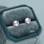 Blue Flash Lab Moonstone Crystal Stud Earrings in Sterling Silver, 4mm 5mm 6mm Simulated Moonstones, Minimalist Stud
