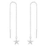 CZ Flower Threader Earrings in Sterling Silver, Silver or Gold, Forget-me-not Floral Ear Threaders, Sparkly CZ Threaders