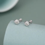 Sterling Silver Seashell 16G Flat Back Earrings
