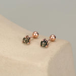 Sterling Silver Moss Agate 18G Screw Back Earrings