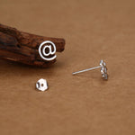 Sterling Silver @ and Hashtag Stud Earrings