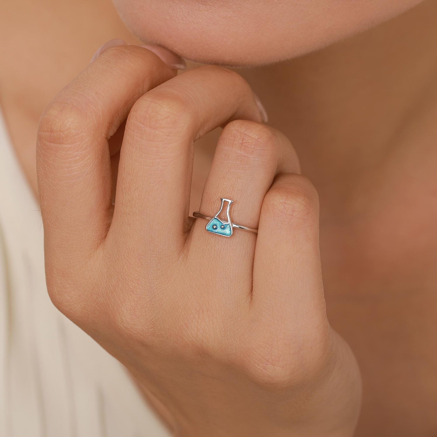 Sterling Silver Chemistry Flask Ring