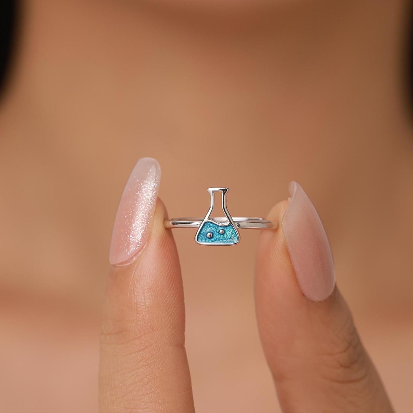 Sterling Silver Chemistry Flask Ring