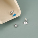 Sterling Silver Chemistry Flask 18G Screw Back Earrings