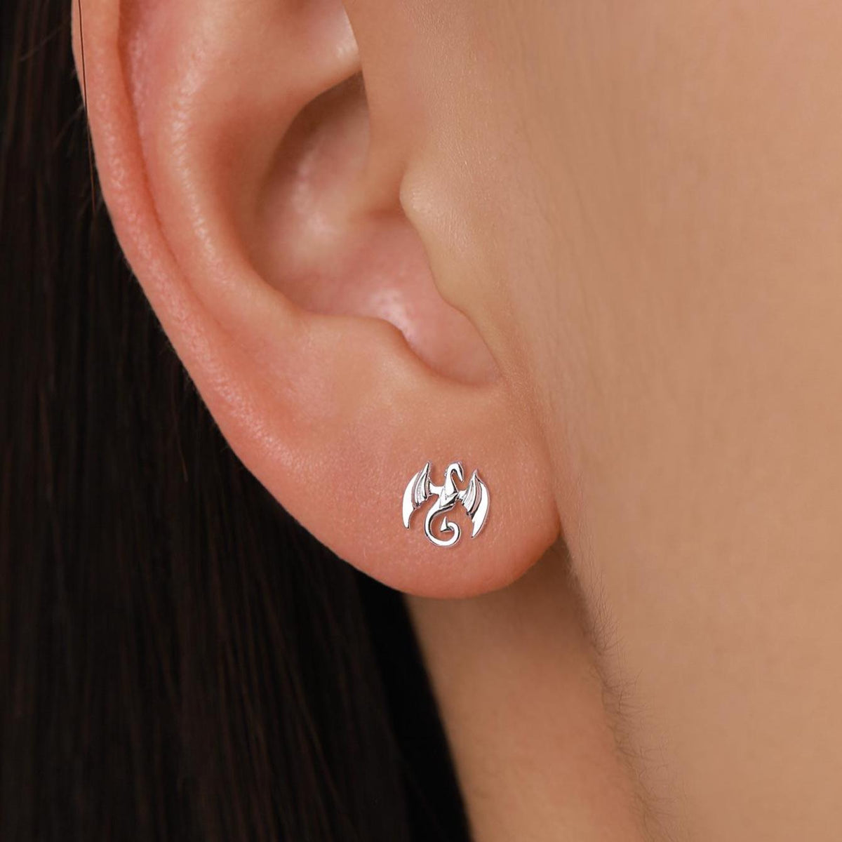 Mismatched Dragon Stud Earrings in Sterling Silver