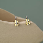 Tiny Violin Stud Earrings in Sterling Silver, Silver or Gold, Music Earrings