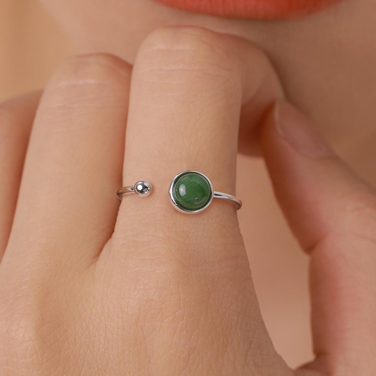Green Jasper Jade Open Ring