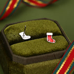 Sterling Silver Christmas Stocking Stud Earrings