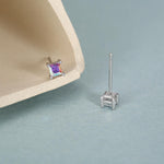 Princess Cut AB Aurora Square Crystal Stud Earrings in Sterling Silver