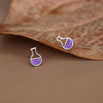 Sterling Silver Purple Potion Bottle Stud Earrings