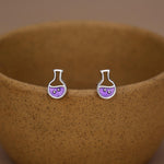 Sterling Silver Purple Potion Bottle Stud Earrings