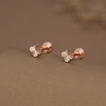 Sterling Silver Quatrefoil Flower 16G Flat Back Earrings