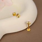 Sterling Silver Quatrefoil Flower 16G Flat Back Earrings