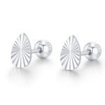 Sterling Silver Sunburst Teardrop 16G Flat Back Earrings