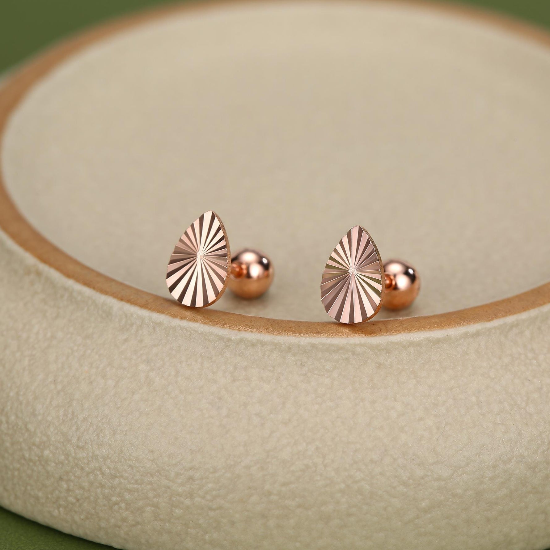 Sterling Silver Sunburst Teardrop 16G Flat Back Earrings