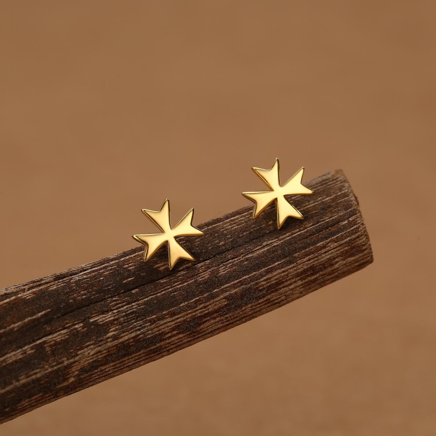 Sterling Silver Maltese Cross Stud Earrings