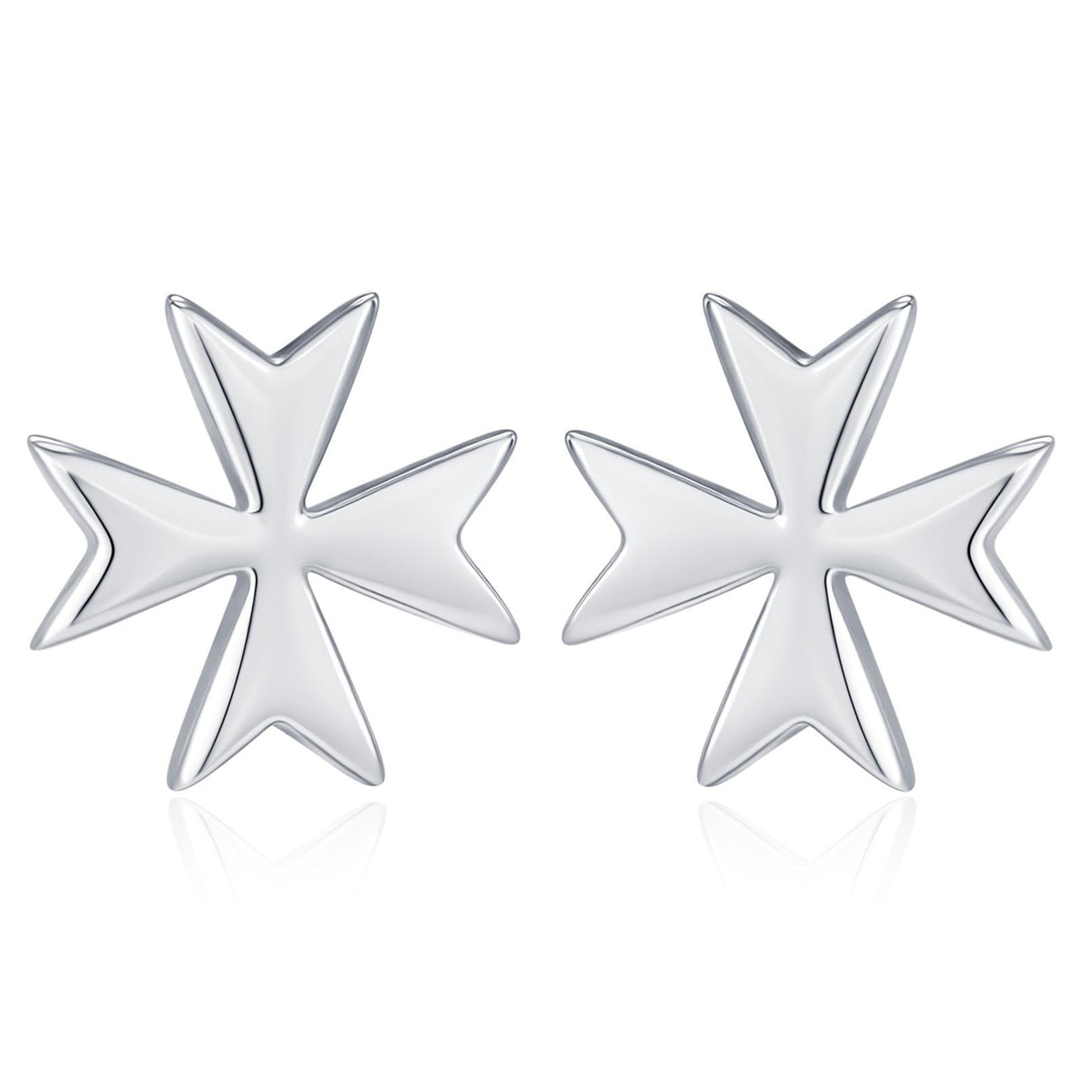Sterling Silver Maltese Cross Stud Earrings