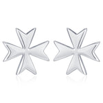 Sterling Silver Maltese Cross Stud Earrings