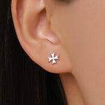Sterling Silver Maltese Cross Stud Earrings