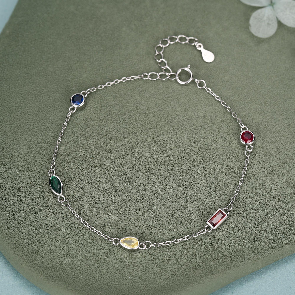 Rainbow CZ Multi Shape Station Bracelet