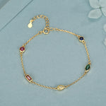 Rainbow CZ Multi Shape Station Bracelet