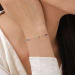 Rainbow CZ Multi Shape Station Bracelet