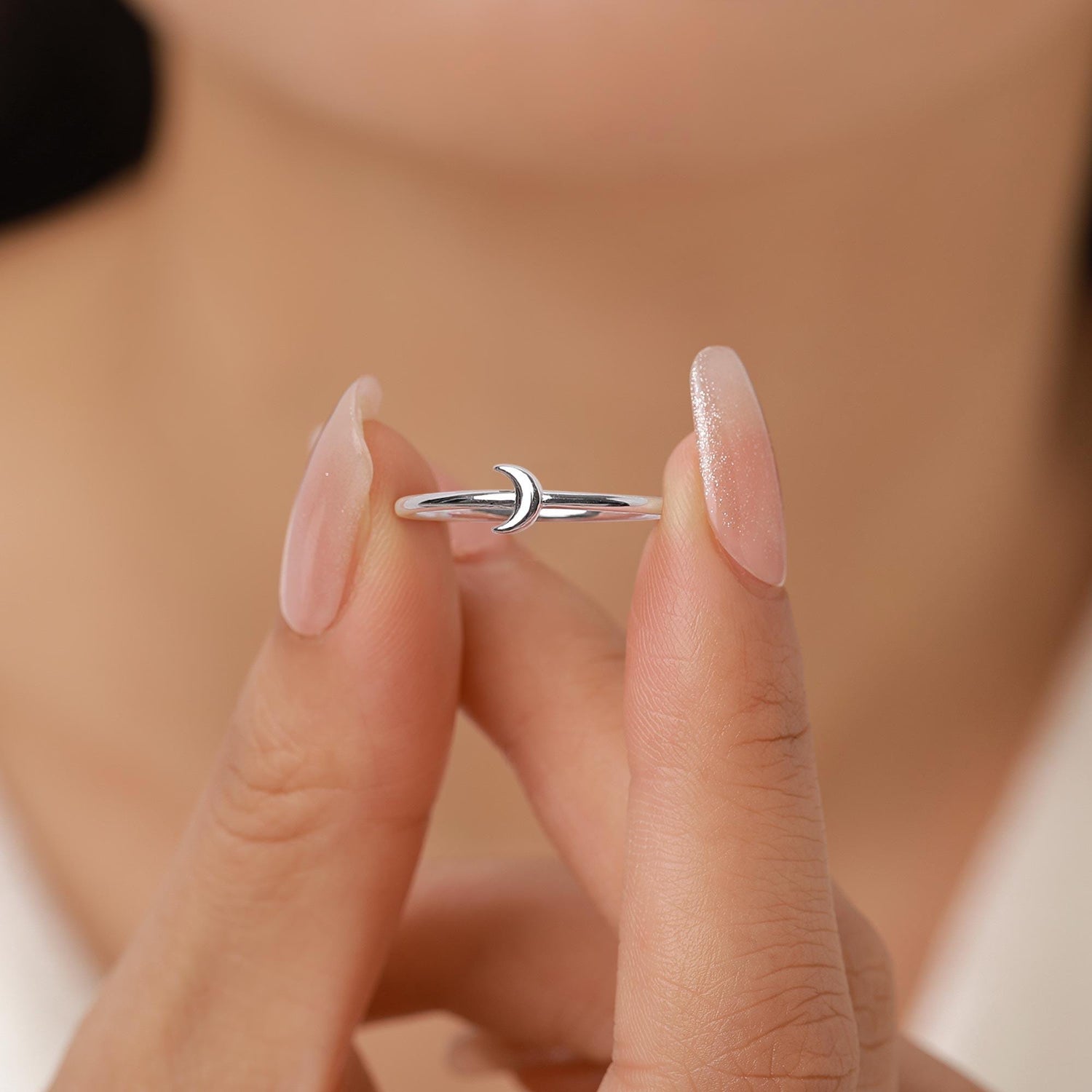 Extra Tiny Little Moon Skinny Ring